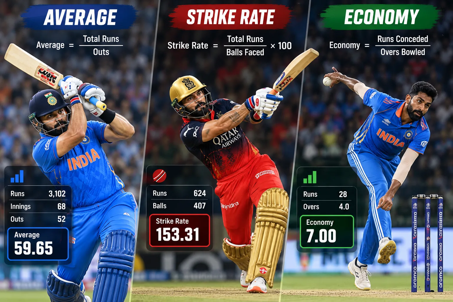 Cricket Stats Explained: Average, Strike Rate, Economy
